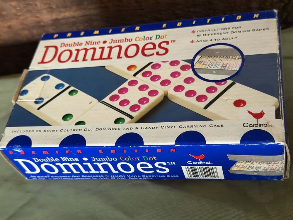 Cardinal Double Nine Jumbo Color Dot Dominoes Premier Edition No. 511C w case